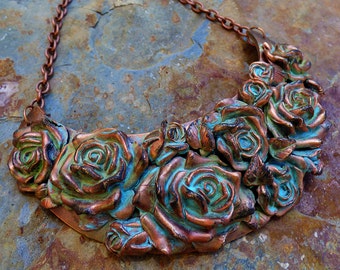 Distressed Kupfer rose Bouquet Lätzchen Halskette