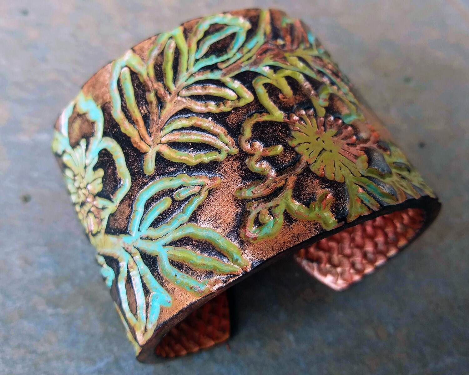 Flower distressed polymer clay cuff bracelet | Etsy