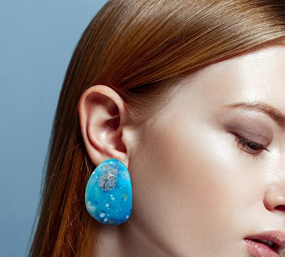 CLEARANCE Ceramic convex-shaped earrings, one-of-a-kind