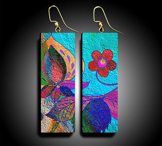 Floral summer polymer clay earrings