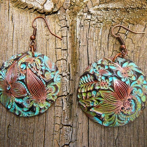 Flower doodle polymer clay earrings image 4