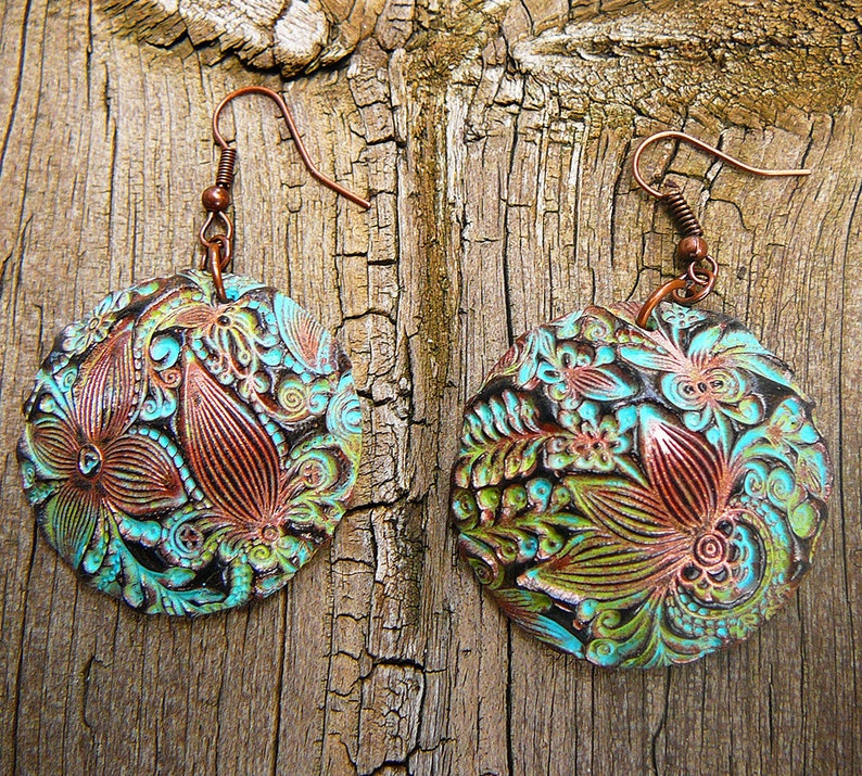Flower doodle polymer clay earrings image 4