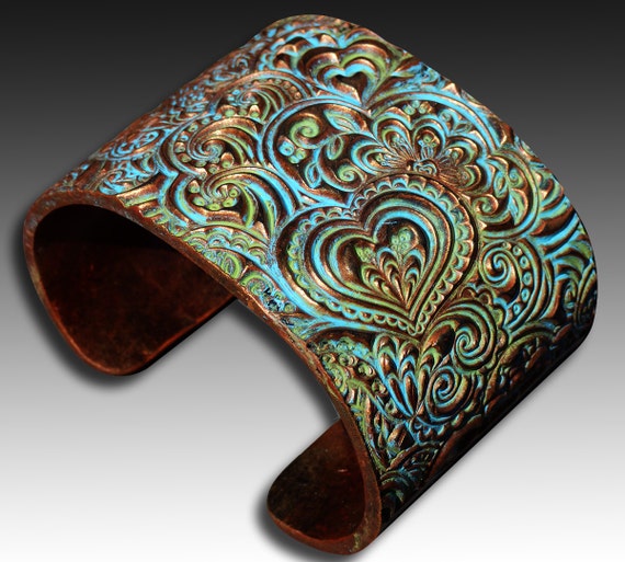 Hearts zentangle polymer clay cuff bracelet