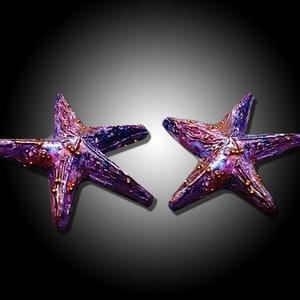 One-of-a-kind Summer of love polymer clay sea stars earrings