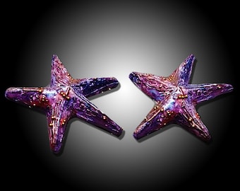 One-of-a-kind Summer of love polymer clay sea stars earrings