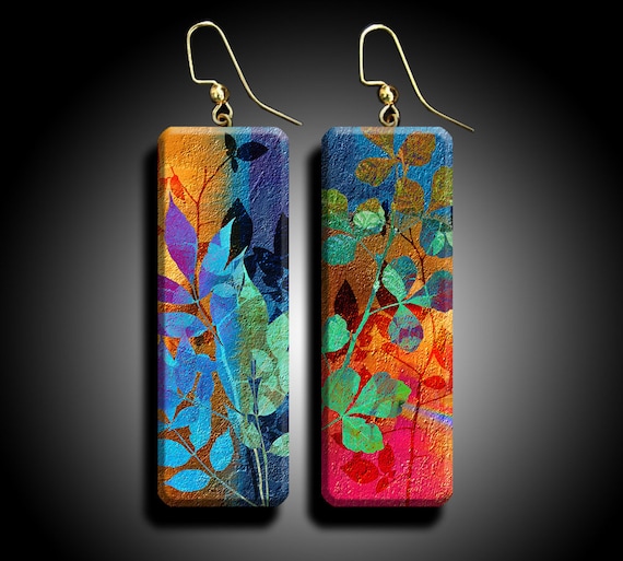 Abstract floral polymer clay earrings