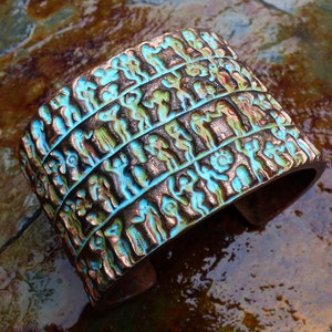 Primitive art polymer clay bracelet cuff