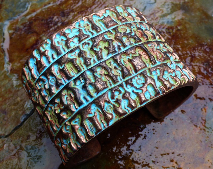 Primitive art polymer clay bracelet cuff