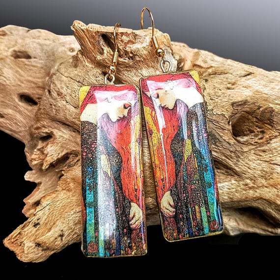 Limited art deco style handmade designer statement earrings