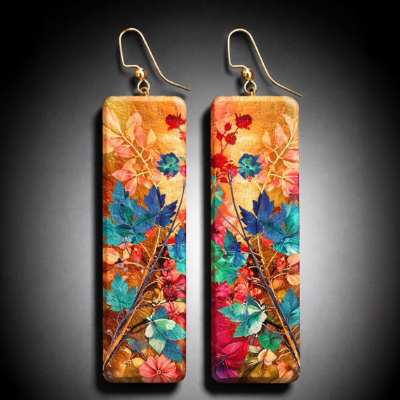 Abstract floral polymer clay earrings