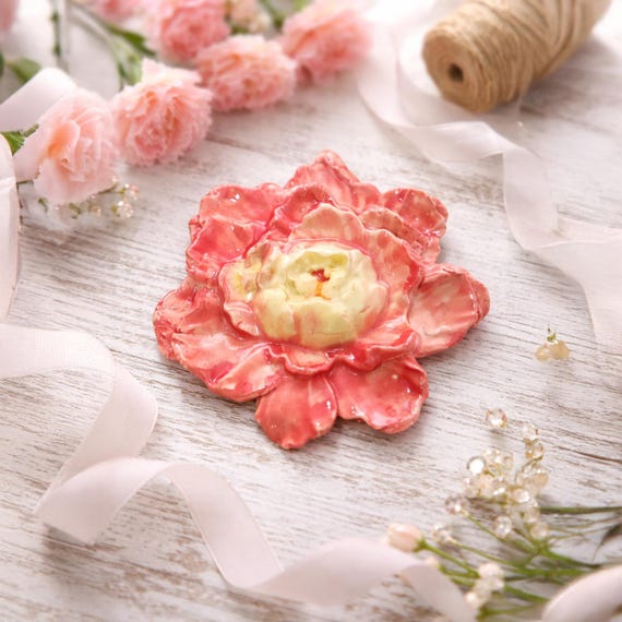 Handcrafted Ceramic Flower Jewelry • Ring, Brooch, or Pendant