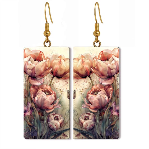 Handmade polymer clay earrings • Romantic • Image transfer