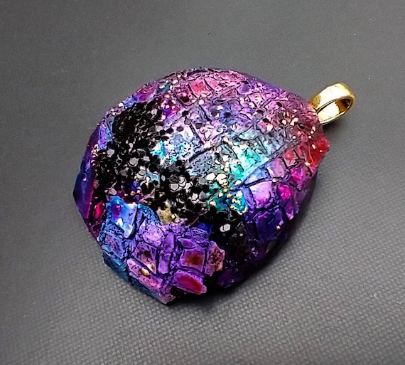 SALE One-of-a-kind organic distressed polymer pendant