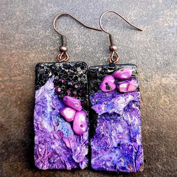 Shards Handmade Organic One-of-a-kind Polymer Clay Designer Earrings