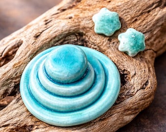 One-of-a-kind ceramic set of earrings and a ring