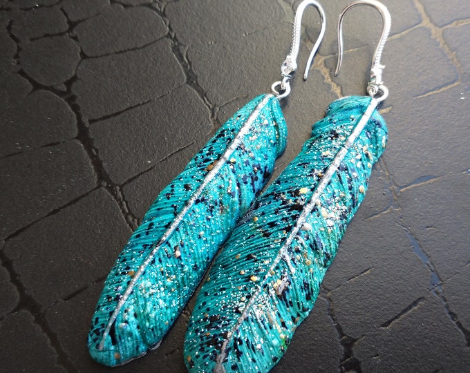 One-of-a-kind Summer of love polymer clay feathers earrings