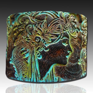 Goddess polymer clay cuff bracelet