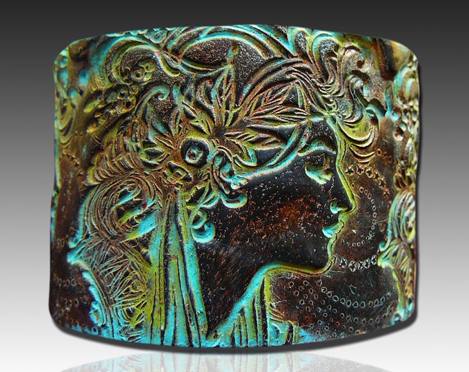 Goddess polymer clay cuff bracelet