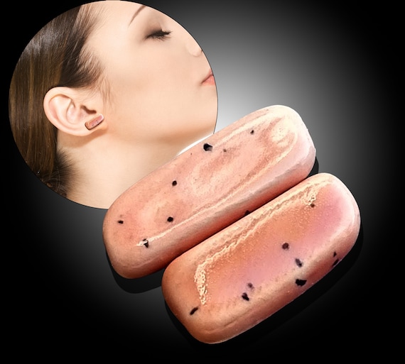 One-of-a-kind asymmetrical ceramic stud earrings