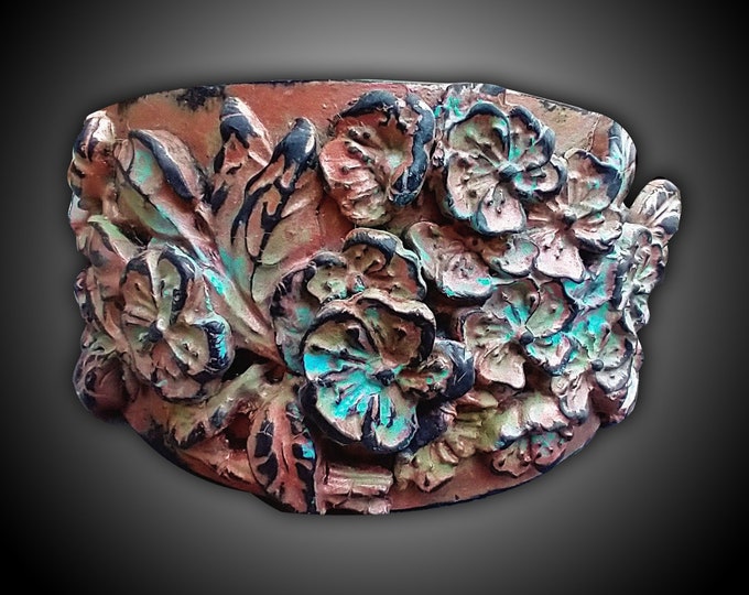 Weathered blooms one-of-a-kind polymer clay cuff