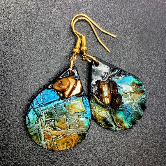 One-of-a-kind organic distressed earrings