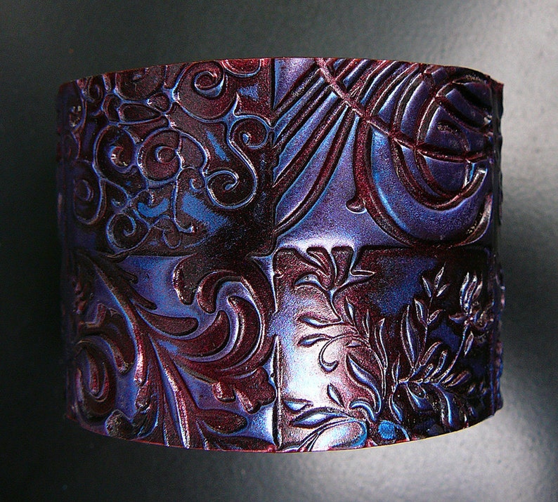 Oxidized copper polymer clay cuff bracelet image 3