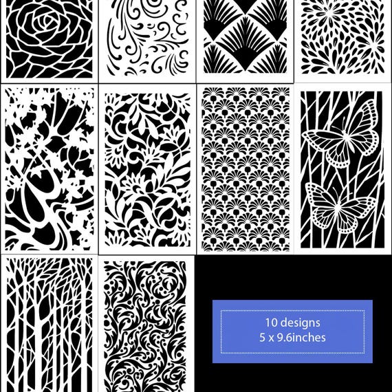 Artisan Botanical Stencil Collection • 10 Detailed Designs • Reusable Mylar Craft Stencils