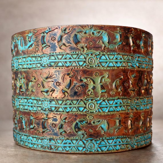 Kokopelli polymer clay bracelet cuff