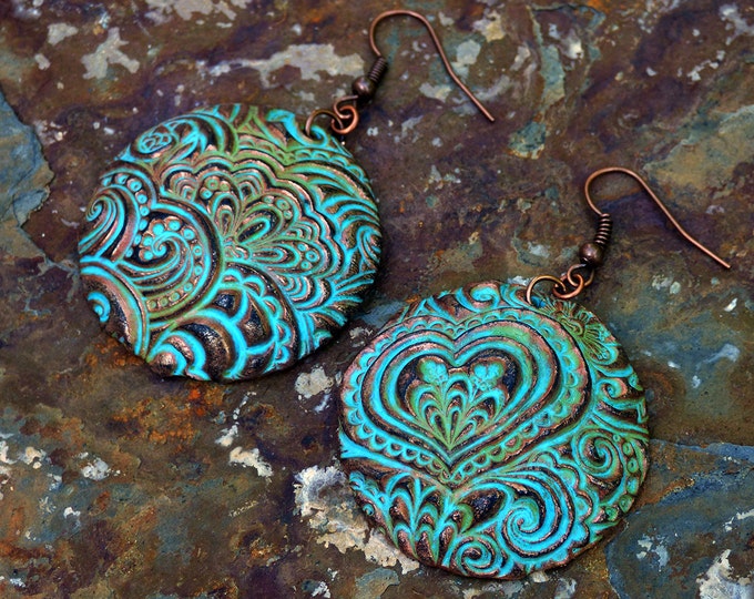 Hearts doodle polymer clay earrings