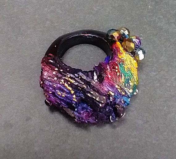 One-of-a-kind organic distressed polymer pendant