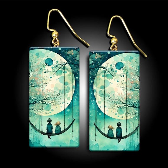 LIMITED Swinging in the moonlight polymer clay earrings