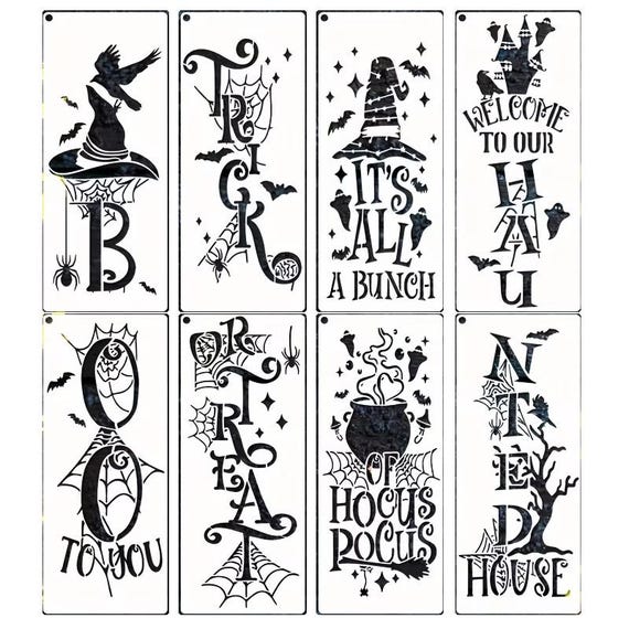 Halloween Stencil Set – 8 stencils – 28.4in x 5.9in