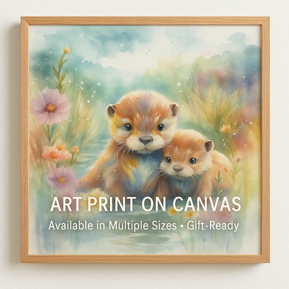 Cute Otter Wall Art Print • Watercolor Nursery Animal Decor • Woodland Baby Room Art • Kids Room Illustration • Baby Shower Gift