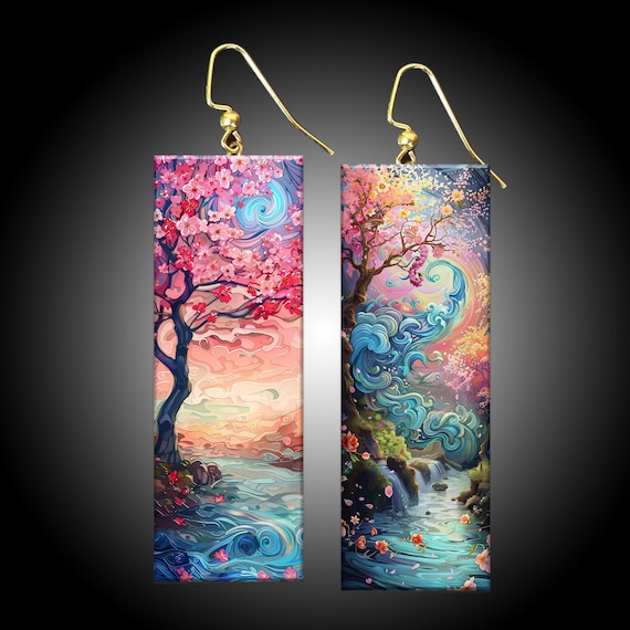 Romantic landscape art earrings