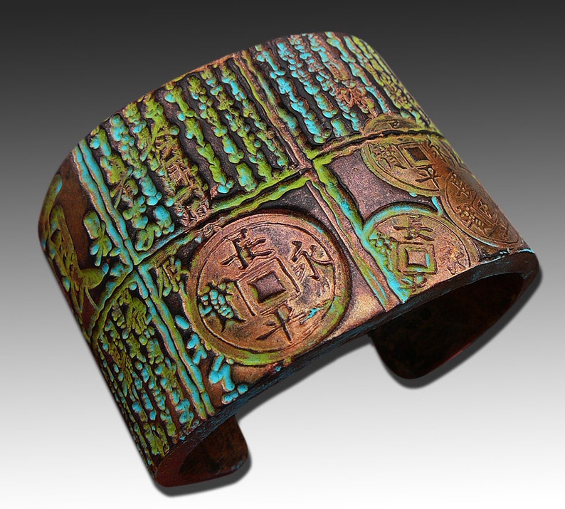 Asian Distressed Polymer Clay Cuff Bracelet Etsy