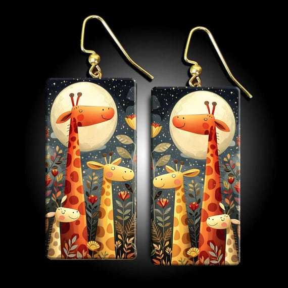 Whimsical Giraffe Family Earrings – Handmade Polymer Clay Jewelry | Lightweight Boho Animal Art | Gift for Animal Lovers