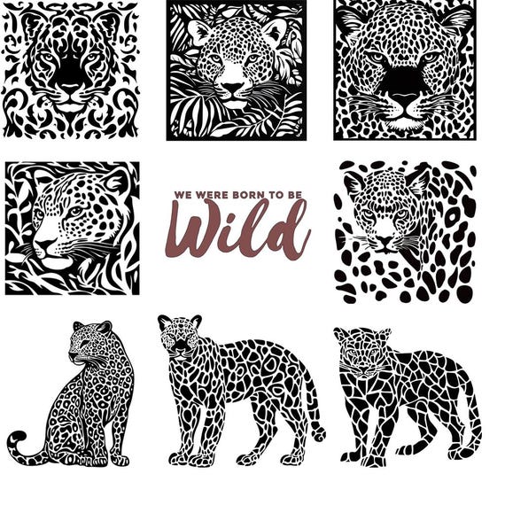 Wild Cat Stencil Set – Fabric, Wood, Leather, Denim Painting Stencil – 5.75" & 11.5" Reusable Mylar
