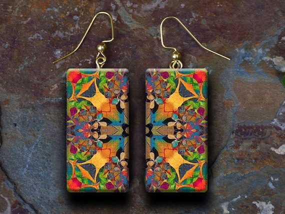 Moroccan tile polymer clay earrings