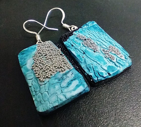 One-of-a-kind organic distressed earrings