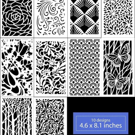 Artisan Botanical Stencil Collection • 10 Detailed Designs • Reusable Mylar Craft Stencils