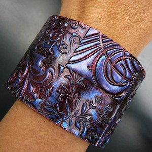 Oxidized copper polymer clay cuff bracelet