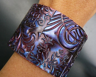 Oxidized copper polymer clay cuff bracelet