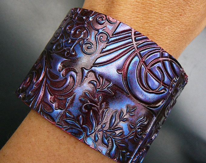 Oxidized copper polymer clay cuff bracelet