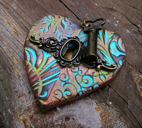 The key to my heart pendant with patina