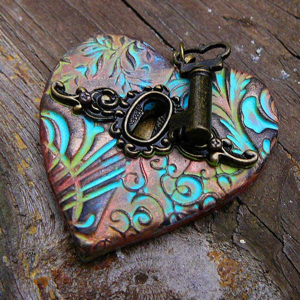 The key to my heart pendant with patina