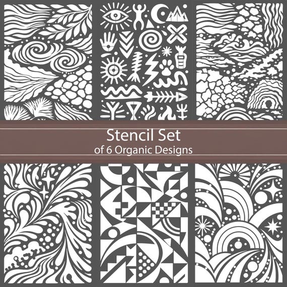 Organic Abstract Stencil Set | Modern Nature-Inspired Reusable Mylar Stencils for Furniture, Walls & Art