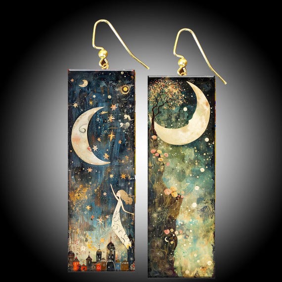 Moon child art earrings