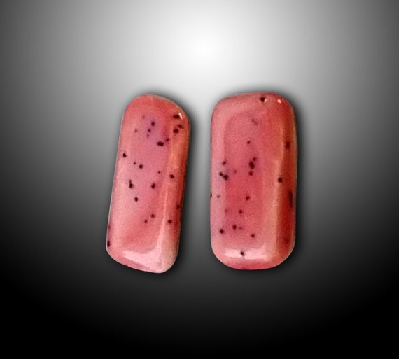 One-of-a-kind strawberry asymmetrical ceramic stud earrings