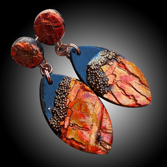 One-of-a-kind organic distressed earrings