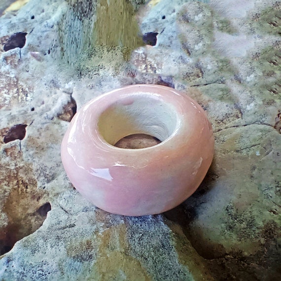 One-of-a-kind pale pink ceramic ring